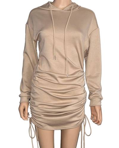 Zaful Hooded Long Sleeve Drawstring Ruched Mini Dress