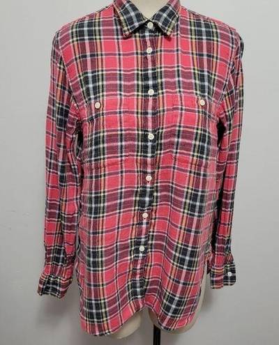 Polo  Ralph Lauren coral plaid linen blend button down size medium