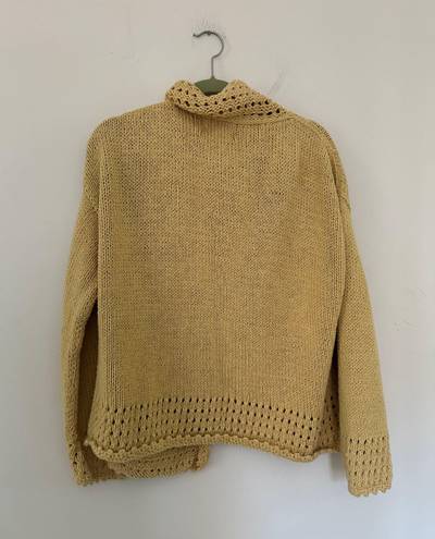 Knit Crochet Jacket Tan Size L