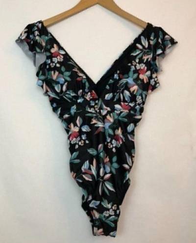 Modcloth NEW NWT  The Kelsie One Piece Swimsuit Floral Black Blue Floral Padded