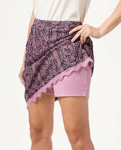 Isaac Mizrahi  Live! Purple and Black Paneled Lace Skort Skirt