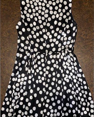 St. John  Silk Blend Fit & FlareSleeveless Midi Polka Dot Dress - size 2