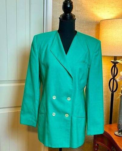 VINTAGE Shamrock Emerald Green Oleg Cassini Blazer Size 10