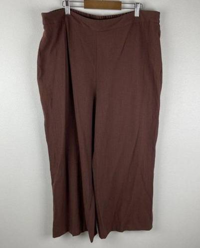 Coldwater Creek  Pull on Pants Size XL Slacks Dressy Brown Wide leg‎ High Waist