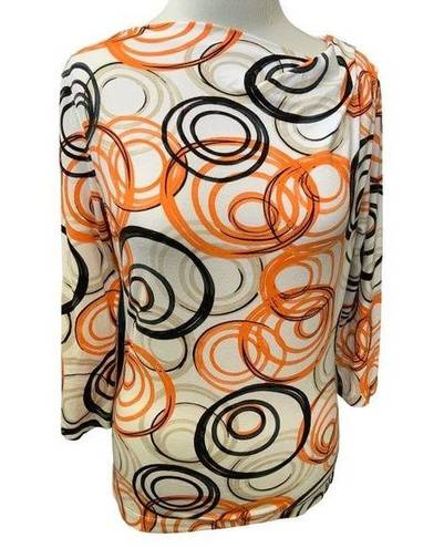 St. John  quarter sleeve ruched tunic multi swirl exclusive to Nordstrom small