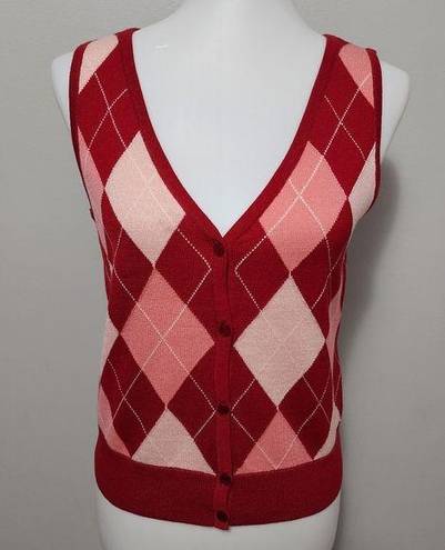 Talbots 14.  crimson Italian merino wool argyle vest size small