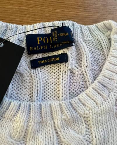 Polo NWT  Ralph Lauren Pima Cotton Sweater White Tye Dyed