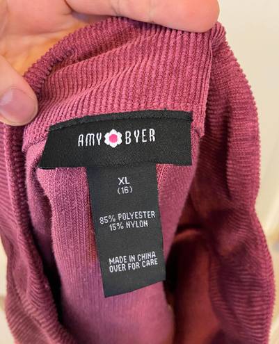 Amy Byer NWT  Magenta corduroy button down skirt