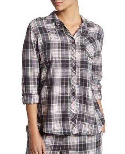 Nordstrom  Long‎ sleeve plaid grey top XL women's