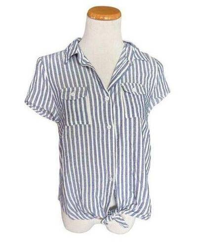 Rebellion NWT Womens  Again Boutique Striped Knotted Button Down Shirt - Sz L