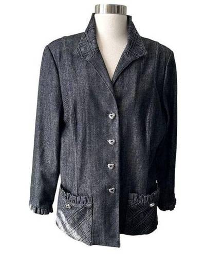 St. John  Sport Dark Denim Ruffle Jacket