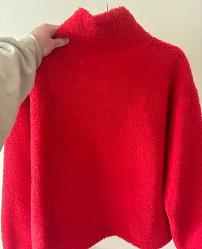 The Loft  Red Sherpa Half Zip