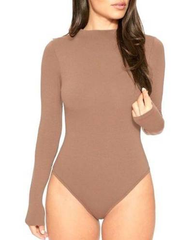 Naked Wardrobe NWT  Brown Long Sleeve Bodysuit