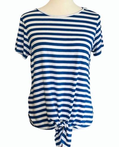 Riah Fashion Los Angeles Blue and White Striped Top •Size Medium