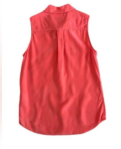 Equipment Women’s Coral Sleeveless Slim Signature Button Down Silk Shirt XS