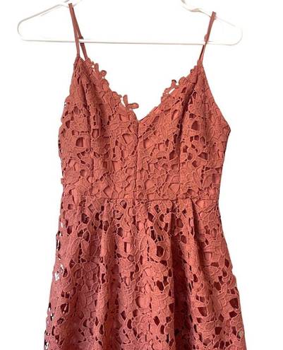 ASTR The Label Lace A-line Midi Cocktail Dress Mauve Rose Pink Size