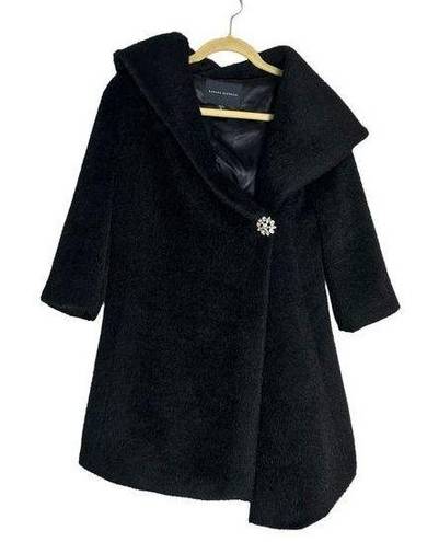 Banana Republic Vintage  Black Alpaca Wool Blend Coat w/ Broach Button Petite Sm