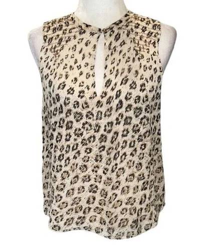 Joie  Corie Leopard Print Sleeveless Silk Tank Blouse Size Medium