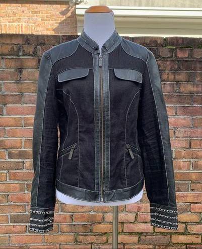 Cache  Unique Linen Leather Jacket Small S