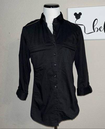 Zac and Rachel  black Button shirt, cotton front & knit back