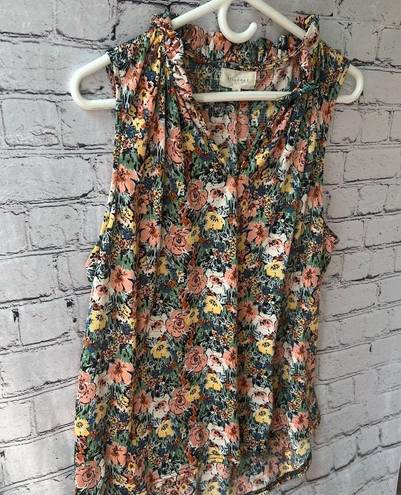 MELLODAY  Floral Ruffle V-Neck Tank Top Size XL