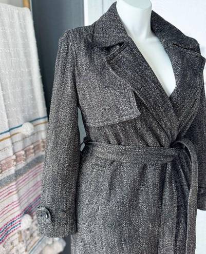 Banana Republic  Grey Herringbone Wool Blend Wrap Coat Women’s Size Medium