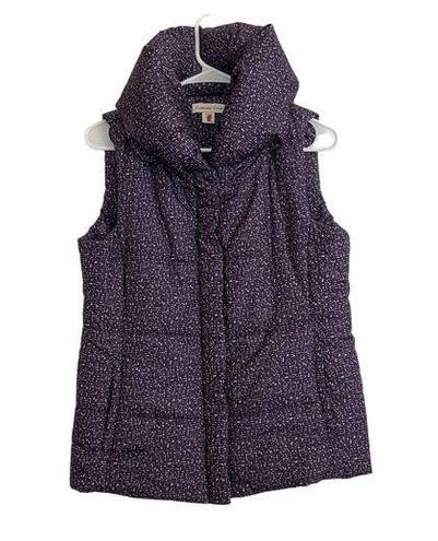 Coldwater Creek  Quilted Puffer Vest Size S 8 Purple Full Zip Snap Mock Neck