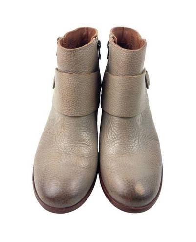 Kork-Ease * Isa Taupe Leather Booties Womens Size 6.5 Moto Buckle Zip Strap Boots