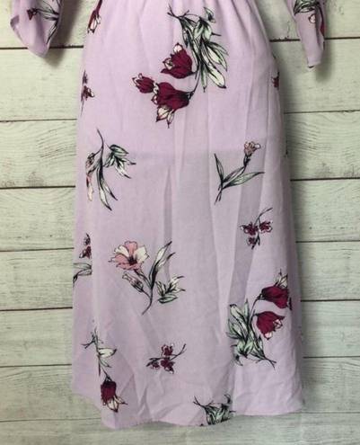 Bobeau  Lavender Floral Ruched Midi Dress S