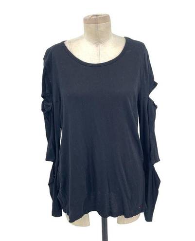 n:philanthropy n:Philanthrophy Gloria Long Sleeve Cutout Top Tee Shirt Black Size Medium