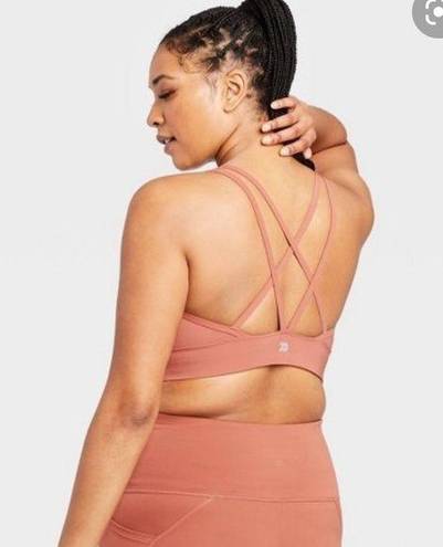 All In Motion  Size Large Peach Low Support Strappy Longline Sports Bra