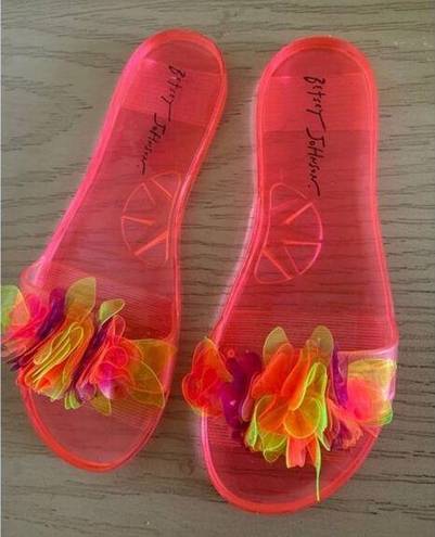 Betsey Johnson  Evviee Fuschia  Jelly Slide On womens Sandals Size 7