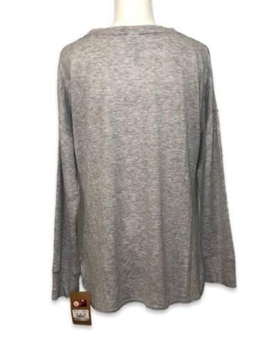 Rivalry Threads NWT Heather Gray Kansas University Jayhawks Twist-Front Long Sleeve Tee Top New