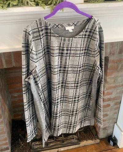 J.Jill 𝅺 Grey Thick Plaid Sweater size Medium Like New