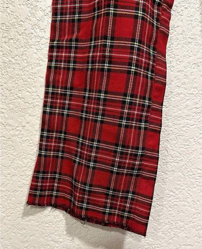 Bulldog Vintage 90s Plaid Red Flare Grunge Raw Hem Pants Size 6