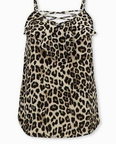 Torrid  Animal Print Georgette Ruffle Lace-Up Sleeveless Top