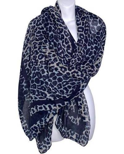 BP NWT  Nordstrom Large Animal Print Scarf Blue Brown Multi Lightweight