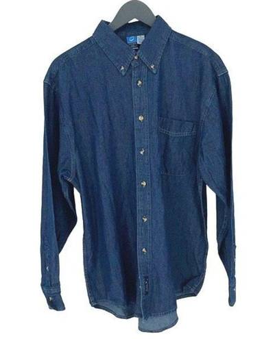 Krass&co Port &  Women's Cotton Button-Down Denim Shirt Blue Size Medium