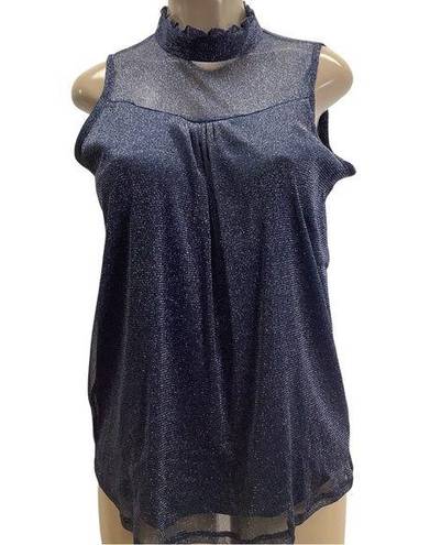 Luna  Rae Blue Shimmery Sleeveless Blouse Size Large New