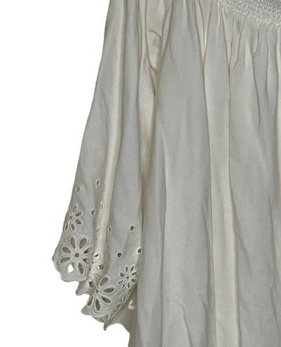 Daniel Cremieux  Blouse Top Size Small White With Floral Lace Rayon Womens