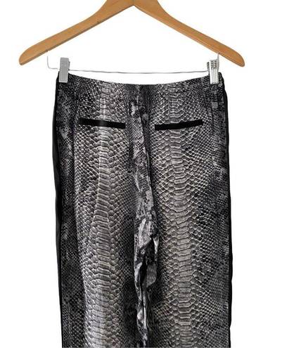 Rebecca Taylor  Womens Pull Up Snake Print Pants Black Grey Size 2