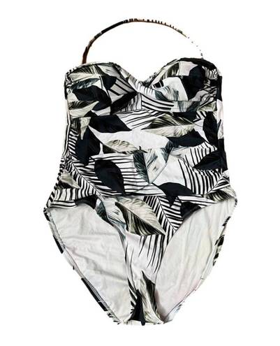 La Blanca  Bandeau Tropical One Piece Swimsuit Strap Summer Swim, Size L