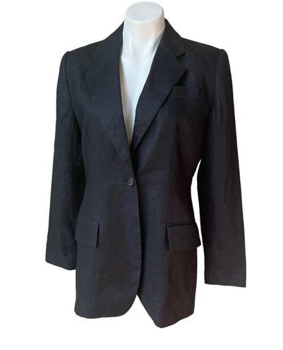 The Row Embassy Single Button Black Linen Jacket Blazer, Sz 4