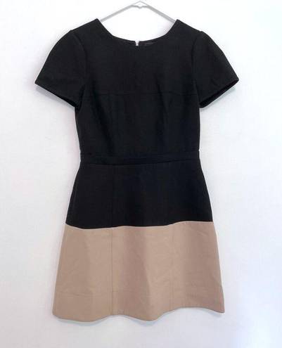 BCBGMAXAZRIA  Hannah Dress Black Tan Brown Colorblock Color Block Fit Flare Mini