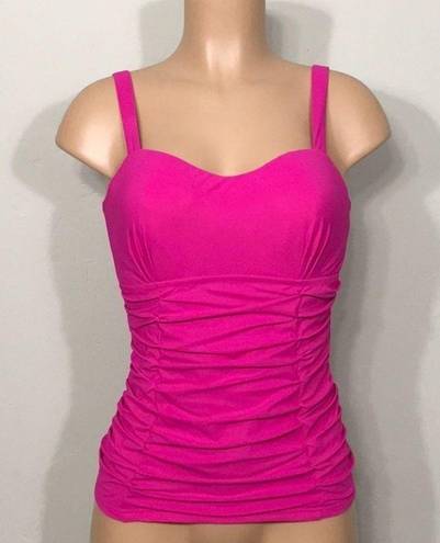 Gottex New. Pink  ruched tankini top. 32D. New