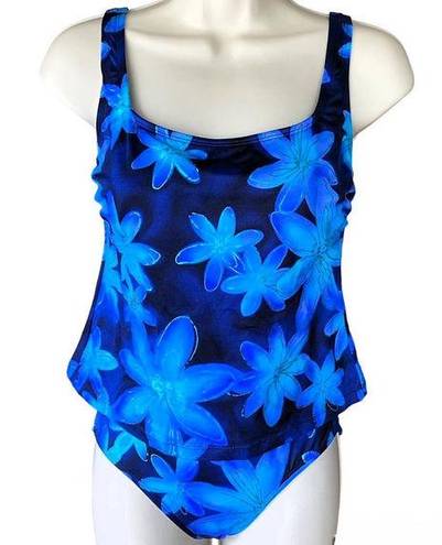 Longitude 2 Piece Bright Blue Floral TANKINI Swimsuit by  ~ Women's Size 8