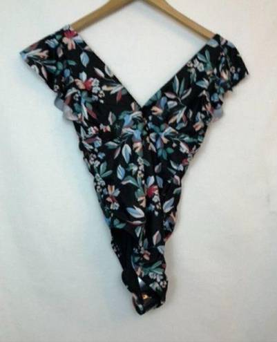 Modcloth NEW NWT  The Kelsie One Piece Swimsuit Floral Black Blue Floral Padded