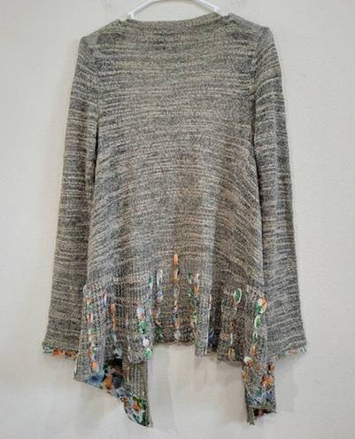 BKE  Wool Blend Open Front Ribbon Flyaway Waterfall Cardigan Sweater Size Small