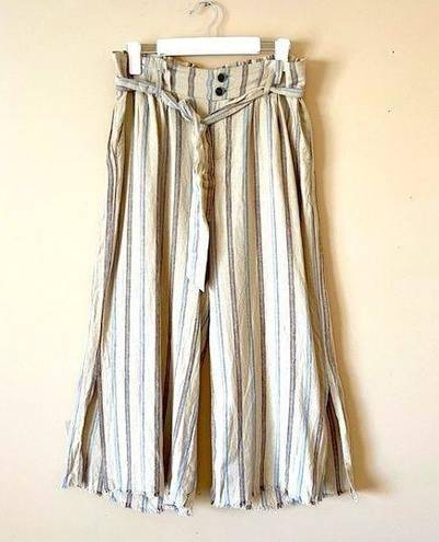 REWASH  | Tan Striped Paper Bag Cropped Pants Sz L