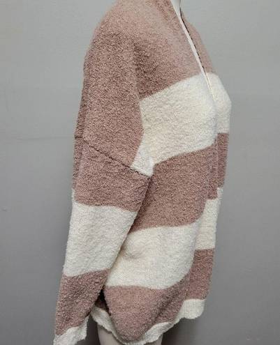 Pink Lily  Dusty Mauve Striped Slouchy Oversized Cardigan Size Medium